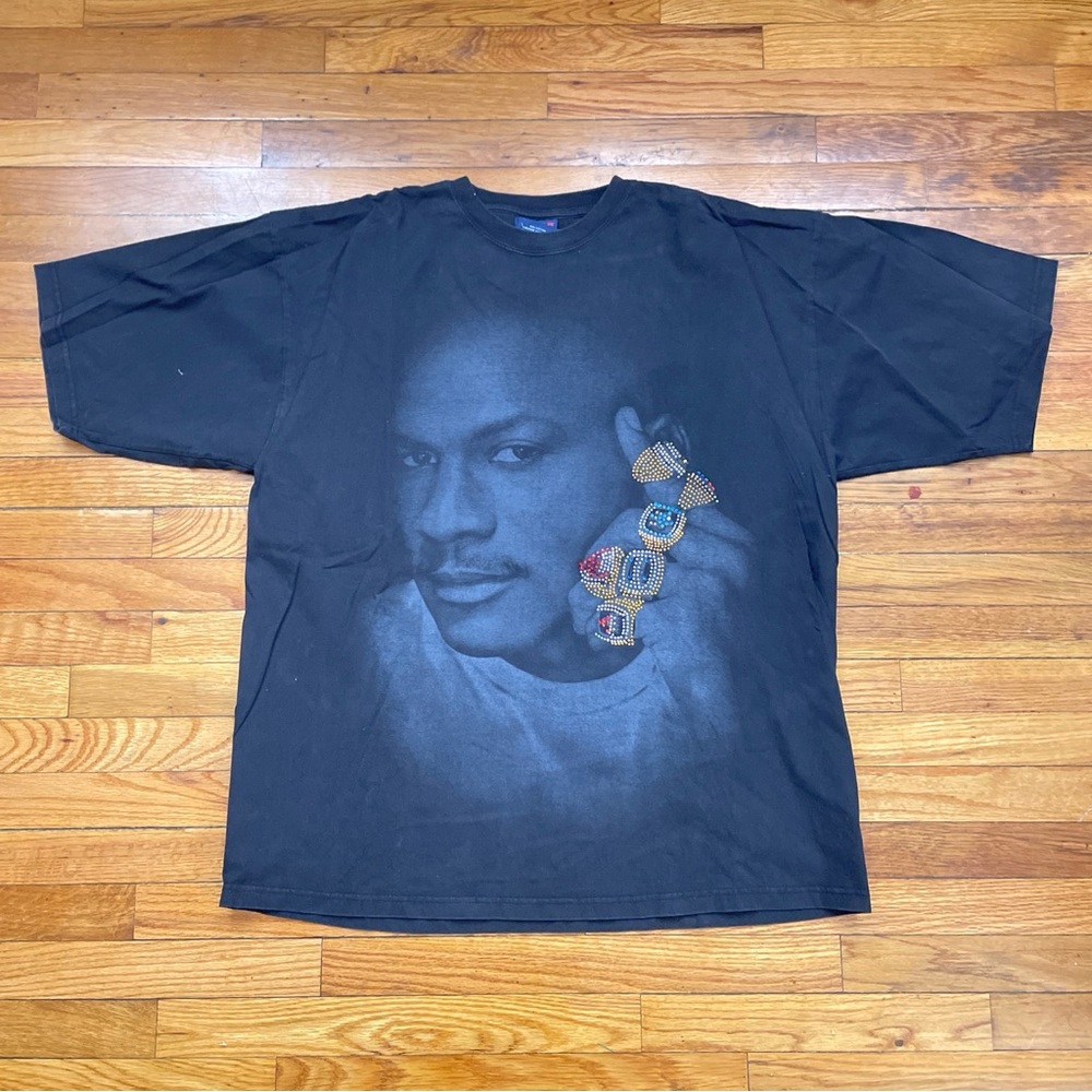 Rare Vintage Michael Jordan 6 Championship Rings Graphic T Shirt Size 3XL Used